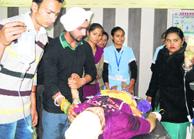 The girl who was injured undergoes treatment at a hospital in Bathinda on Friday.