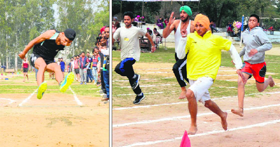 Athletes take part in events at the 94th annual athletics meet of SCD Government College in Ludhiana on Friday.