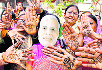 BJP activists campaign for Narendra Modi in Allahabad