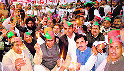 BJP leaders and activists stage a protest in Chandigarh on Saturday