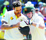 Mitchell Johnson gets a taste of his own medicine from Morne Morkel. AFP