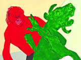 From the Mahishasura series by Tyeb Mehta. In 2002, it triggered an art boom when it sold for Rs 8 cr