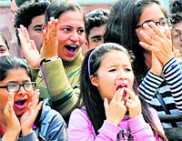 Students in a jubilant mood during the annual cultural festival of the University Institute of Engineering and Technology, PU, in Chandigarh on Sunday