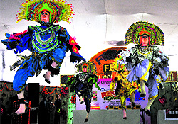 Artistes from West Bengal perform a folk dance; street performers showcase their skills