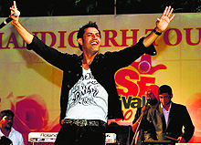 Punjabi singer Gippy Grewal performs during the concluding day of the 42nd Rose Festival, sponsored by The Tribune, at Leisure Valley, Sector 10, Chandigarh, on Sunday