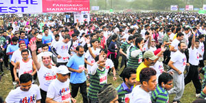 Participants of the run organised in Faridabad on Sunday.