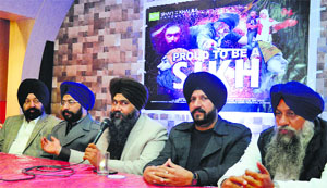Cast and crew of the movie 'Proud to be Sikh' at a promotional event in Ludhiana.