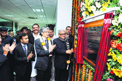 Haryana Chief Minister Bhupinder Singh Hooda inaugurates the tyre manufacturing unit of Yokohama India Pvt Ltd at Bahadurgarh (Jhajjar) on Monday.