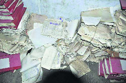 Actual payment receipts lie scattered at the office of the District Social Welfare and Justice Officer in Jind.