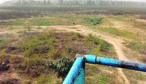The dry bed of the Badkhal lake in Faridabad.