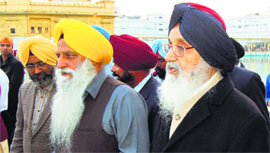 Chief Minister Parkash Singh Badal at the Golden Temple in Amritsar on Monday.