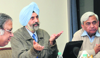 Vice-Chancellor of the Central University of Prof Punjab Jai Rup Singh addresses mediapersons in Bathinda on Wednesday. 