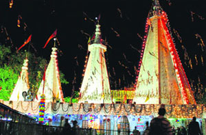 The Shiv temple at Saketri all decked up on the eve of Mahashivratri on Wednesday.