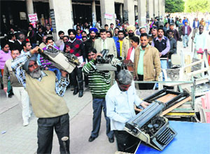 Checking encroachment: The enforcement wing of the Estate Office holds a drive