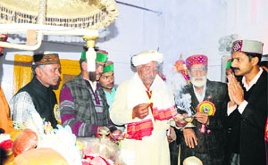 DC Devesh Kumar at the Madho Rai temple in Mandi on Wednesday. 
