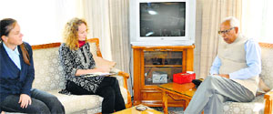 A delegation of the Regional Committee of the International Red Cross, New Delhi, with Governor NN Vohra at Raj Bhawan in Jammu on Wednesday.