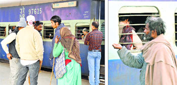 Beggars give a tough time to passengers at the railway station in Ludhiana. The authorities have failed to check their entry to the station.