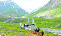 The BSNL is setting up a mobile exchange at Panchtarni. Tribune photo: Anand Sharma
