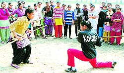 Girls of Women Safety Cell learn karate skills at Government College in Mandi Ahmedgarh