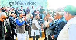 Congress vice-president Rahul Gandhi greets ex-servicemen in Uttarakhand