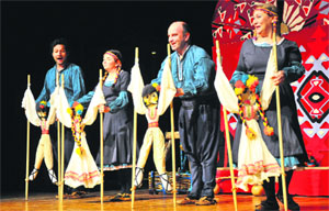 Artistes from Bulgaria present an item during the International Puppet Festival at Tagore Theatre in Chandigarh on Friday.