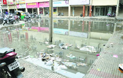 Bhadaur House has been facing the problems of stagnant water and blocked sewerage on regular basis. Photo: Inderjeet Verma 