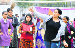 A participant during a discus throw event at the 60th Annual Athletics Meet of Gujranwala Guru Nanak Khalsa College in Ludhiana on Friday. Photo: Inderjeet Verma