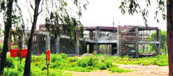 For want of funds, the construction of multi-purpose auditorium at the Panjab University is held up. Tribune photo: Pradeep Tewari