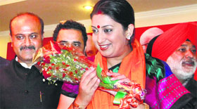 BJP leader Smriti Irani in Jalandhar on Saturday.