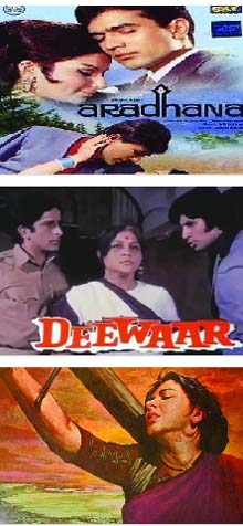 From above: Films like Aradhana, Deewar and Mother India placed women on a pedestal 