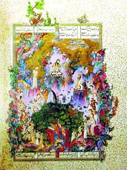 The Court of Gayumars. Folio from the Shah-Tahmasp-Houghton Shahnama. Attributed to Sultan Muhammad. Iran, ca. 1522-25