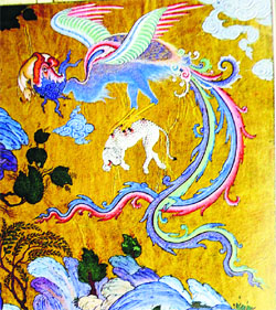 The Simurgh flies towards Zal (Detail). From the Shah-Tahmasp- Houghton Shahnama. Iran, ca. 1530-35