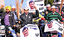 The Amritsar unit of AAP takes out a Jhadu Chalao Yatra near Ajnala on Sunday