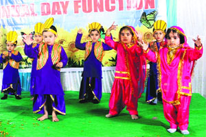 Little delight: Tiny-tots of the Kids Way Playway School perform a dance item during an annual function in Bathinda on Sunday.