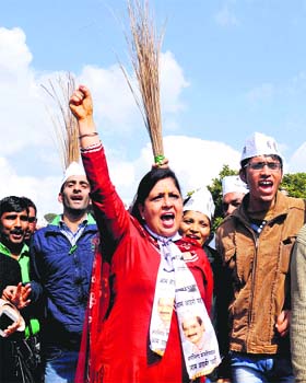 Striking emotional chord: With AAP announcing Savita Bhatti as its candidate from Chandigarh, the wife of late comedian-actor-director Jaspal Bhatti on Sunday launched her election campaign from Sector-17 Plaza where she and her husband used to enact spoofs on topical subjects under the Nonsense Club