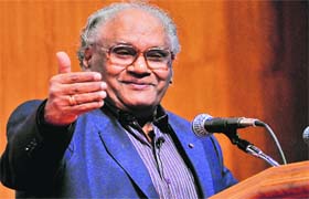 Prof CNR Rao delivers a lecture on ‘Doing science in India’at Bhargava Auditorium at the PGI, Chandigarh, on Sunday