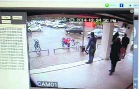 A picture of one of the accused carrying a helmet captured by CCTV cameras at Sector 9 market in Chandigarh