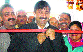 Industry Minister Mukesh Agnihotri inaugurates a tehsil welfare office at Haroli in Una on Sunday.