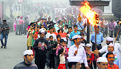 Activists of the Aam Aadmi Party take out a rally against corruption in Shimla