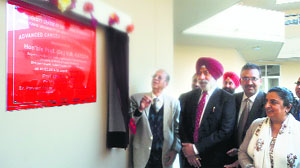 Dr VM Katoch, Secretary, Union Department of Health Research, inaugurates the genetic lab in Baba Farid University of Health Sciences in Faridkot on Sunday.