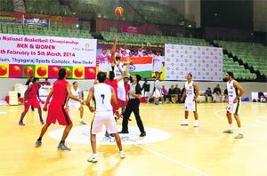 Uttarakhand (in white) beat Chhattisgarh 79-67 in their league match of the National Championship on Sunday.