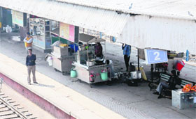 A view of platform number 2 where a number of illegal stalls have come up.
