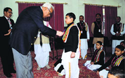 Governor NN Vohra visits Shri Mata Vaishno Devi Gurukul in Katra. A Tribune photograph