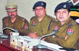 Swapan Sharma, ADCP-4, addresses a press conference in Ludhiana on Monday