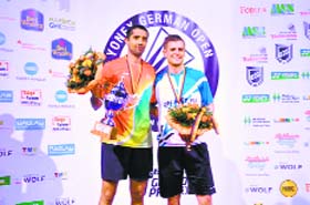 Arvind Bhat and runners-up Hans-Kristian Vittinghus at the victory ceremony