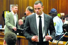 Oscar Pistorius at the murder trial on Monday