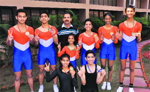 Students of Manav Mangal School pose with their medals in Panchkula.
