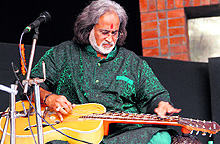 Mohan veena exponent, Pt Vishwa Mohan, performs at a programme organised by Spicmacay in Dehradun on Tuesday