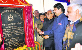 Union minister RPN Singh and Chief Minister Bhupinder Singh Hooda lay the foundation stone of a BSF battalion headquarters at Kaloi village in Jhajjar on Tuesday.