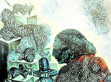 The paintings on display